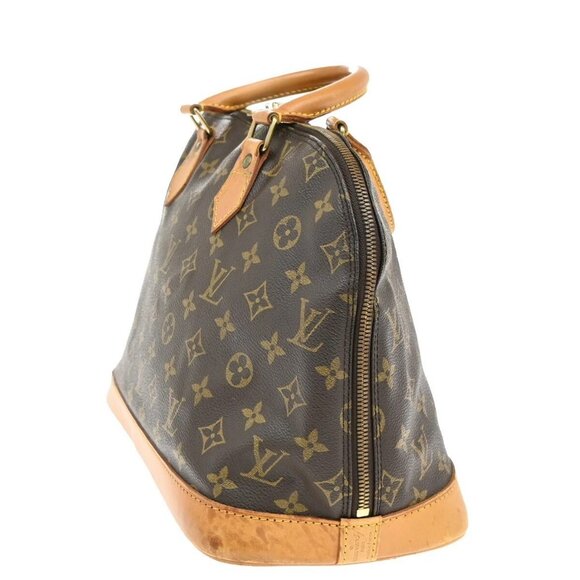 LOUIS VUITTON LV Logo Alma Hand Bag Monogram Leather Brown France M51130 82EE740 - Picture 2 of 16